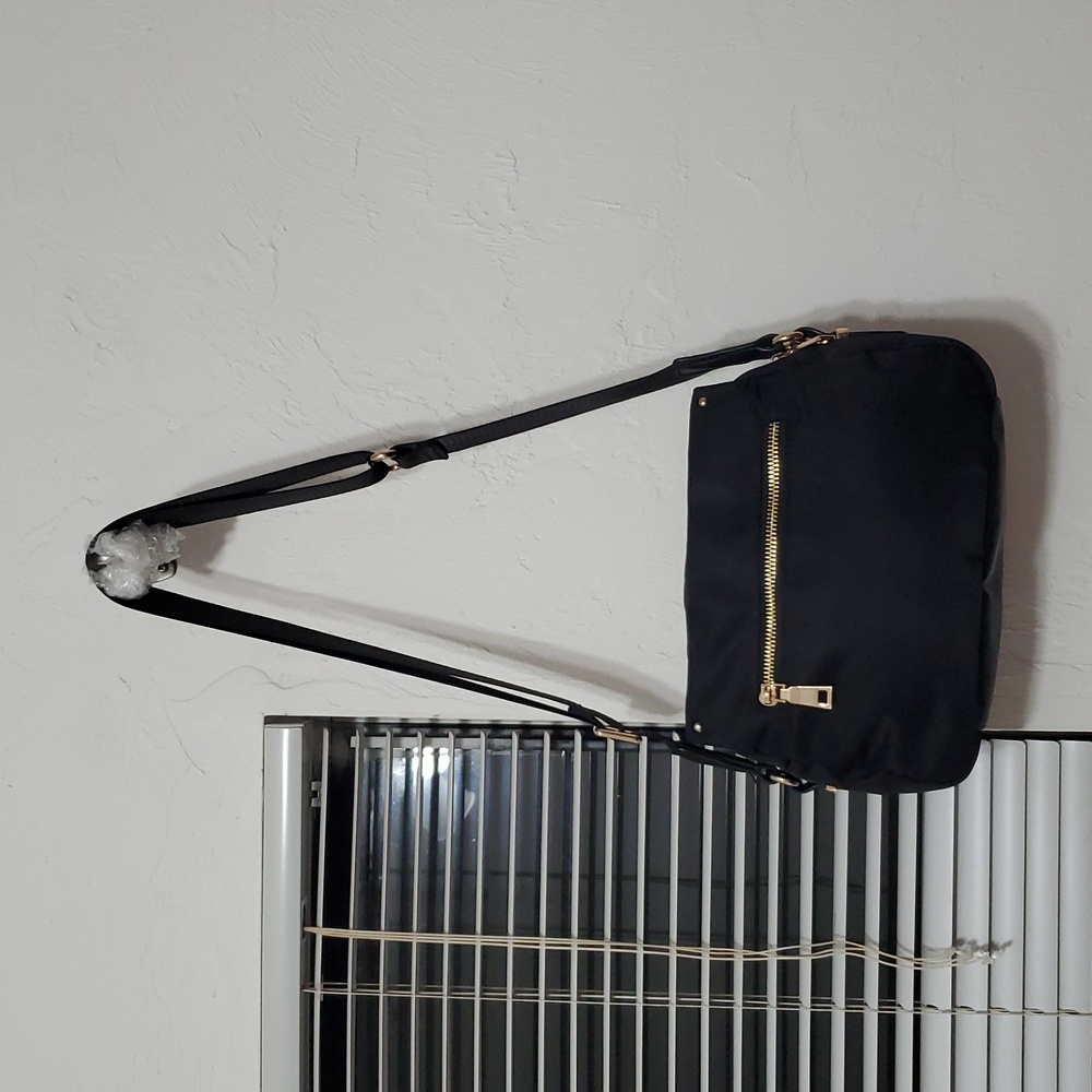 Sol & Selene Black Nylon and Leather Crossbody Bag